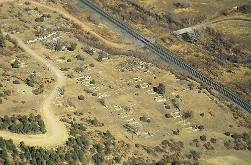 Morley, Colorado Airphoto Aerial Photograph of Morley Coal Camp Ruins Las Animas