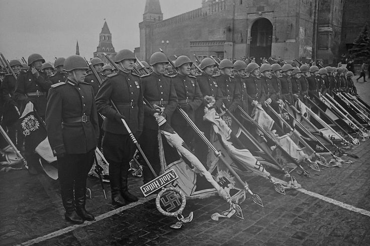 Moscow Victory Parade of 1945 by Yevgeny Khaldei Moscow Victory Parade Nazi banners at the foot
