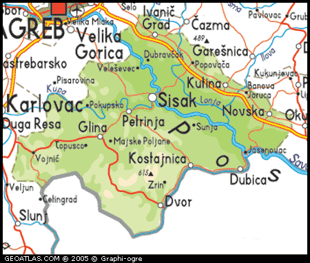 Moslavina Map of Sisak and Moslavina County Map Sisak and Moslavina Croatia Maps