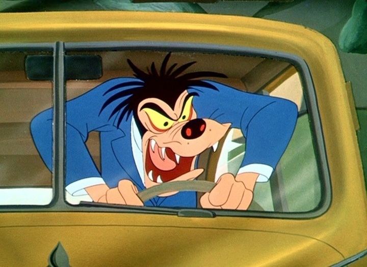 Motor Mania movie scenes In this cartoon a particularly civilized type of Goofy an average man called Mr Walker changes into a Mr Hyde like wildman called Mr Wheeler 