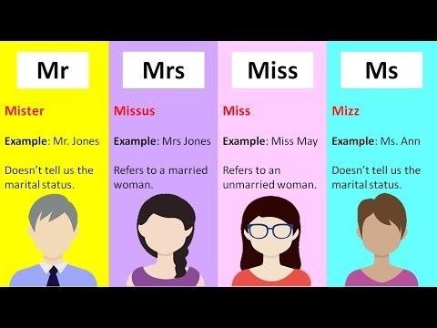 Titles: Mr, Mrs, Miss &amp; Ms | Learn the difference - YouTube