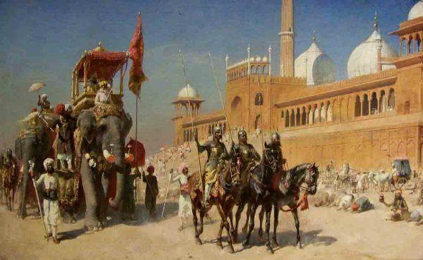 Great Mogul And His Court Returning From The Great Mosque At Delhi India by Edwin Lord Weeks