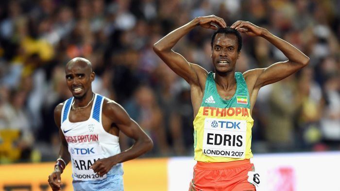 Muktar Edris World Athletics Championships 2017 Muktar Edris crashes Mo Farah