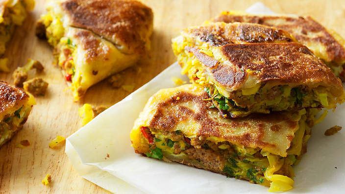 Murtabak Turnover with spiced minced meat and cabbage murtabak recipe SBS