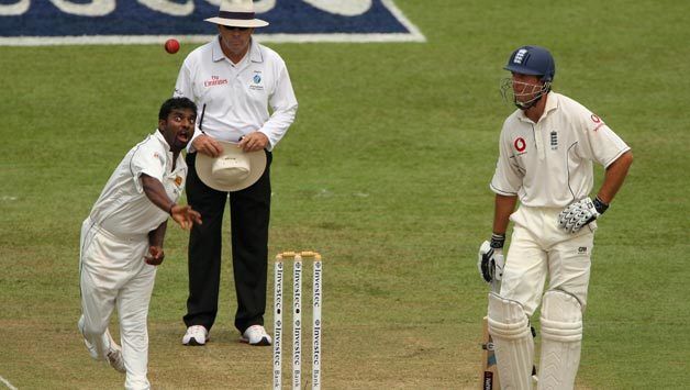 Muttiah Muralitharan narrowly misses taking all 10 wickets in a Test