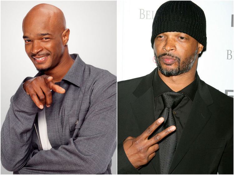 On the left, Damon Wayans smiling and wearing gray long sleeves while on th...