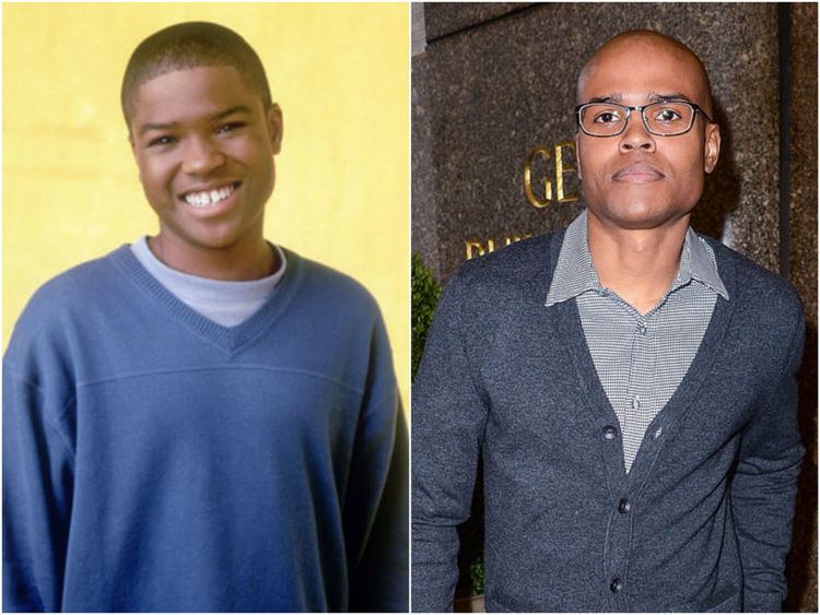 On the left, young George Gore II smiling and wearing blue sweatshirt while on the right, he is wearing eyeglasses, blazer, and gray long sleeves