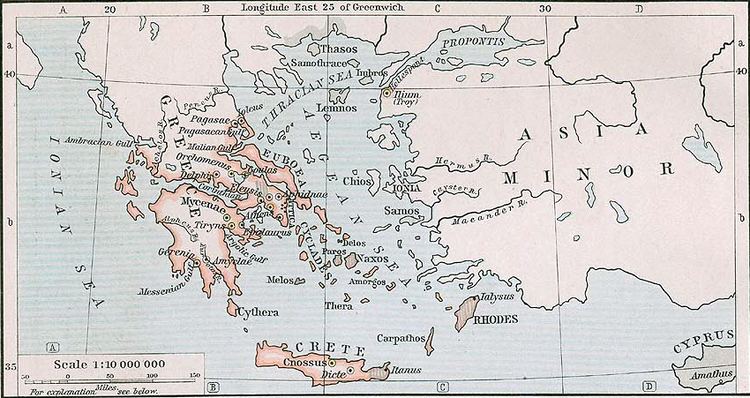 Mycenaean Greece Map of Mycenaean Greece about 1450 BC