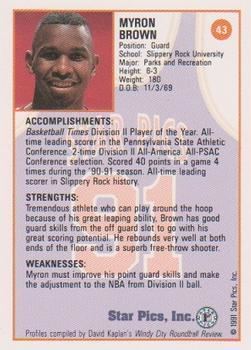 Myron Brown 1991 Star Pics Basketball Gallery The Trading Card Database