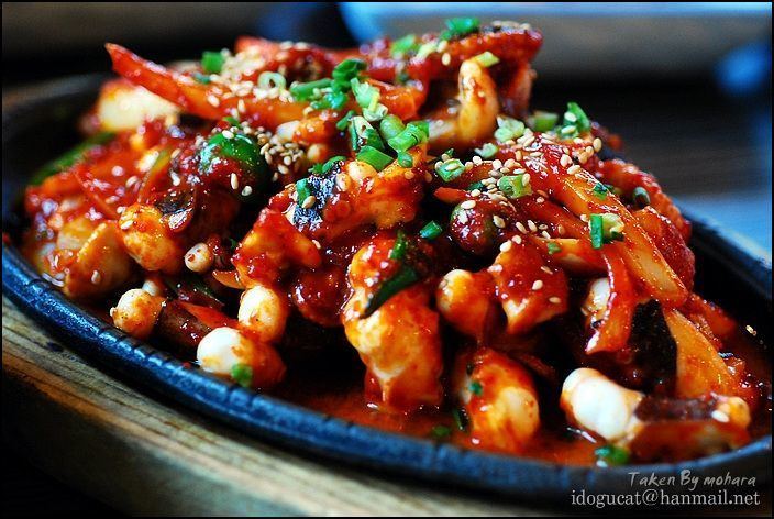 Nakji-bokkeum Nakji Bokum or Stirfried octopus is one of the most spicy
