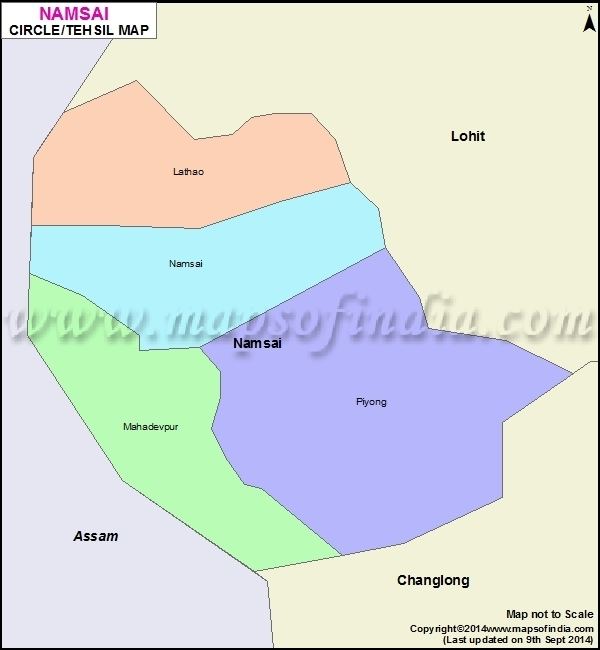 Namsai district Namsai Tehsil Map Circles in Namsai