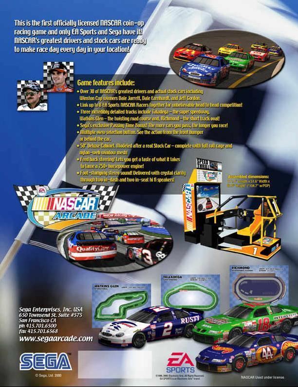 NASCAR Arcade The Arcade Flyer Archive Video Game Flyers NASCAR Arcade Sega