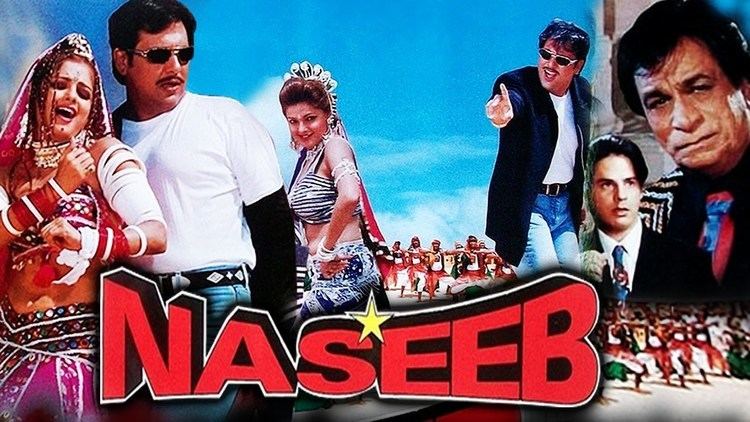 Poster of Naseeb, featuring Mamta Kulkarni and Rahul Roy in lead roles while Ajit Vachani, Shakti Kapoor, Kader Khan appear in supporting roles.
