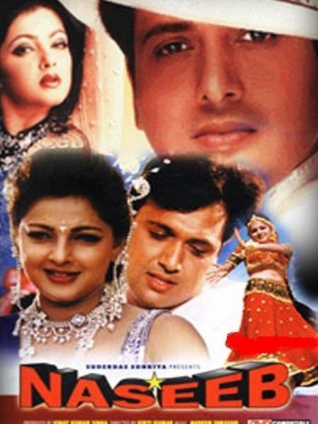 Poster of Naseeb, featuring Govinda as Krishna Prasad and Mamta Kulkarni as Pooja Dayal.