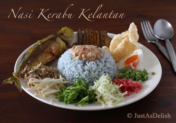 Nasi kerabu Nasi Kerabu Kelantan Kelantan Herb Rice Salad JustAsDelishcom