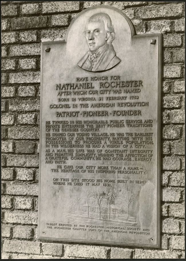 Nathaniel Rochester Nathaniel Rochester plaque RIT Archive Collections