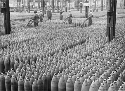 National Shell Filling Factory, Chilwell Rows of 6quot howitzer shells line a warehouse at the National Filling