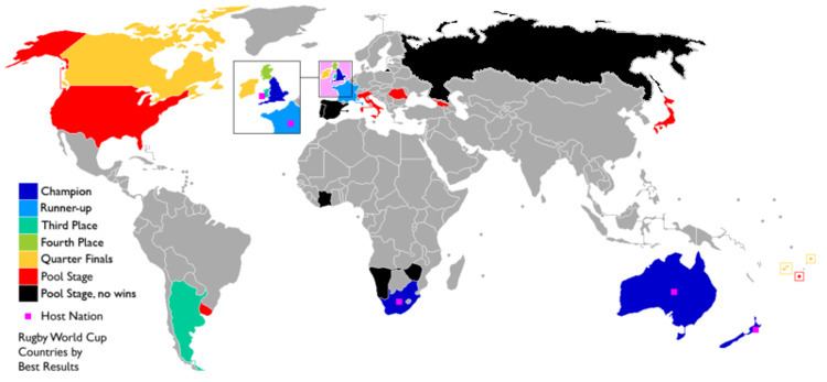 National team appearances in the Rugby World Cup