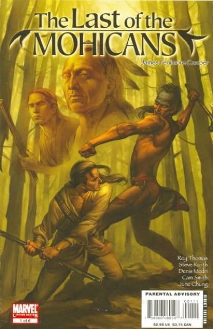 The HD comic book cover of "The Last of the Mohicans by Marvel Illustrated features the adaptation of James Fennimore Cooper's renowned novel.