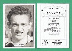 Neil Dougall JF SPORTING FORTIES FAVOURITE FOOTBALLER CARD NEIL DOUGALL OF