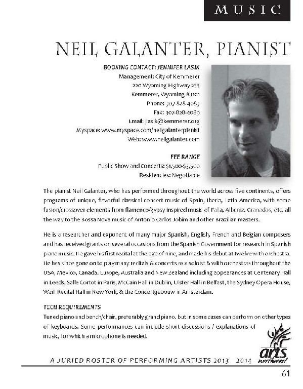 Neil Galanter BiographyPress NEIL GALANTER pianist composer and conductor