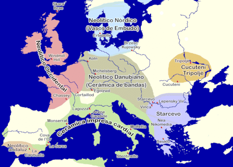 Neolithic Europe map in Europe in the 5th milennium BCE