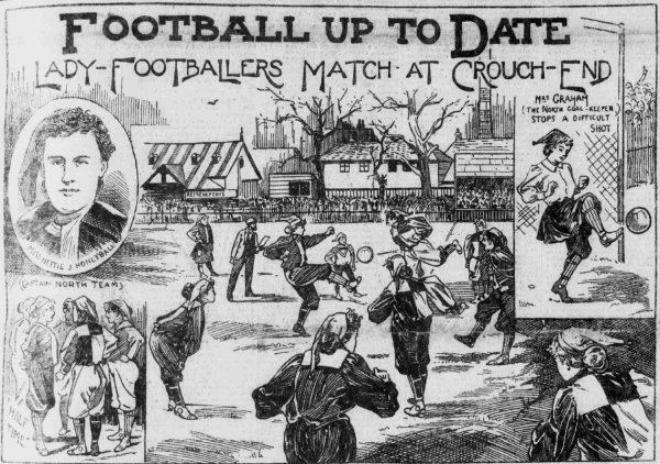 Nettie Honeyball Lady Footballers match at Crouch End 1895 featuring