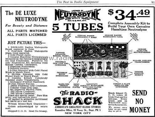 Neutrodyne De Luxe Neutrodyne Kit Radio Shack Tandy Realistic USA bu
