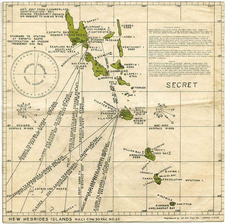 New Hebrides Chart New Hebrides Islands NACI COMSOPAC No 23 1943 Time