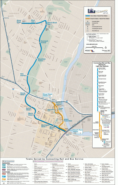 Newark Light Rail Newark Light Rail system Map Newark NJ mappery