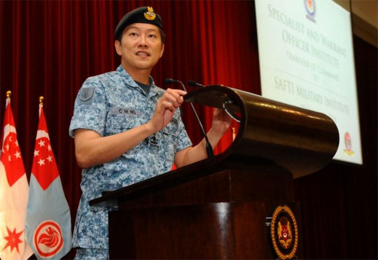 Ng Chee Meng giving a speech while wearing an air force uniform