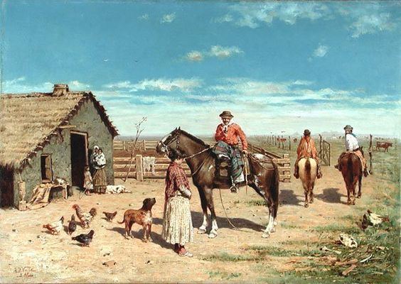Ángel Della Valle ADV Idilio criollo Mateando a caballo Angel Della Valle Arte