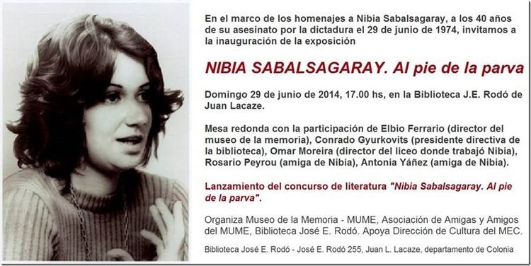 Nibia Sabalsagaray NIBIA SABALSAGARAY Al pie de la parva Museo de la Memoria