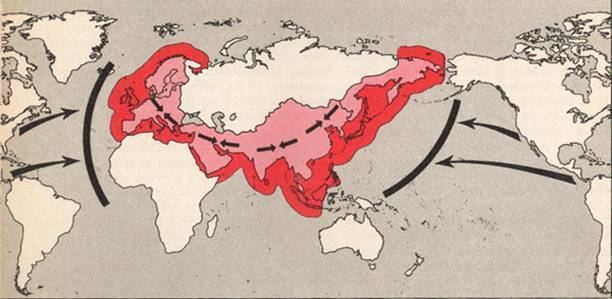 Nicholas J. Spykman's Geopolitical Map and he argued that the land around the heartland was the most important for the world political power