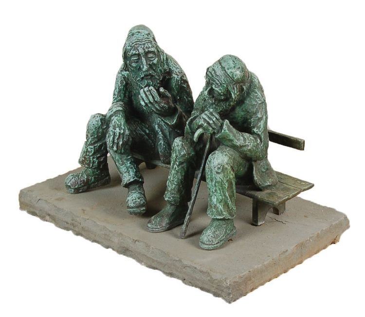 Nicky Imber Large Nicky Imber Bronze Sculpture Two Old Jewish Men Talking on