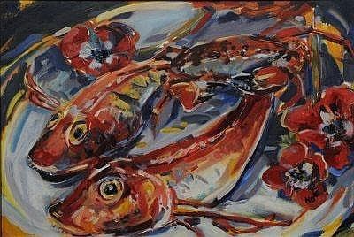 Nicola Bealing BEALING Red Mullet Oil on paper