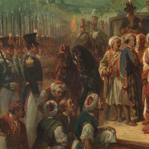 Nicolaas Pieneman The Arrest of Diepo Negoro by LieutenantGeneral Baron De Kock