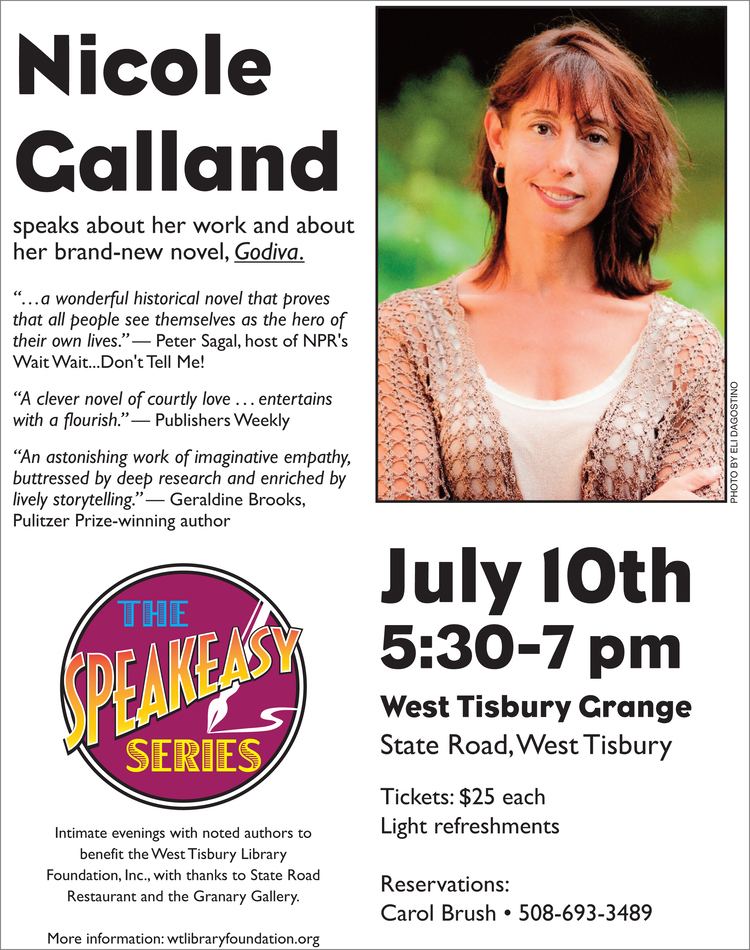 Nicole Galland SPEAKEASY July 10 2013 Local author Nicole Galland to speak at