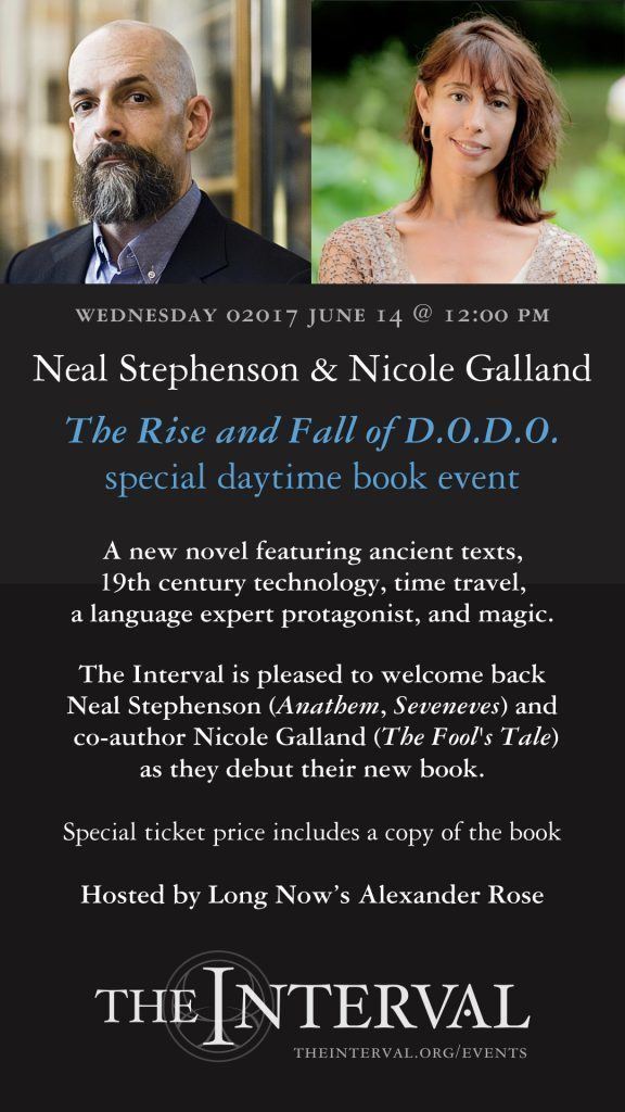 Nicole Galland Neal Stephenson and Nicole Galland speak at The Interval June 14