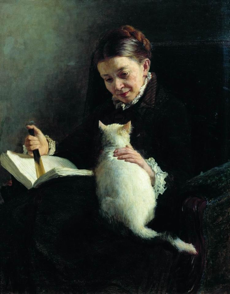 Nikolai Yaroshenko Books and Art Portrait of a Lady with a Cat Nikolai