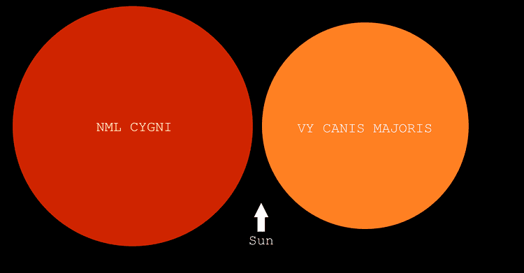 NML Cygni List of biggest star in the universe Amazing space facts