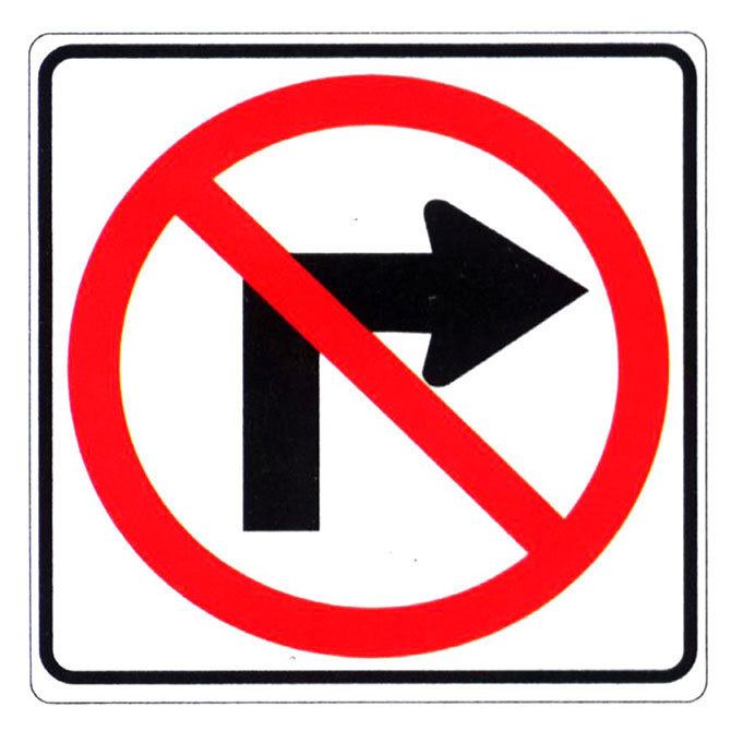 No Right Turn No Right Turn symbol Sign 24in x 24in