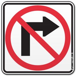 No Right Turn No Right Turn Regulatory Road Signs