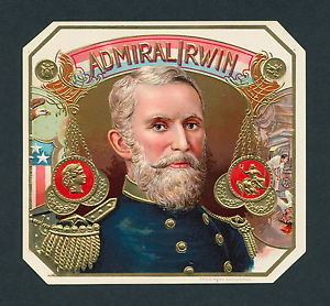 Noble Edward Irwin US Navy Admiral Noble Edward Irwin Original Antique Cigar Box Label