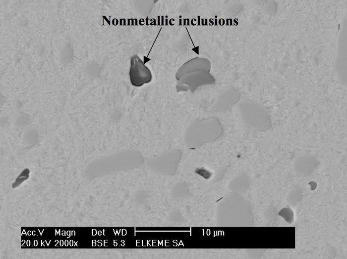 Non-metallic inclusions Failure analysis of a clamping component from high performance