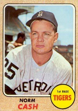 Norm Cash 1968 Topps Norm Cash 256 Baseball Card 1968 Detroit Tigers Topps