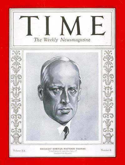 Norman Thomas TIME Magazine Cover Norman M Thomas Aug 8 1932