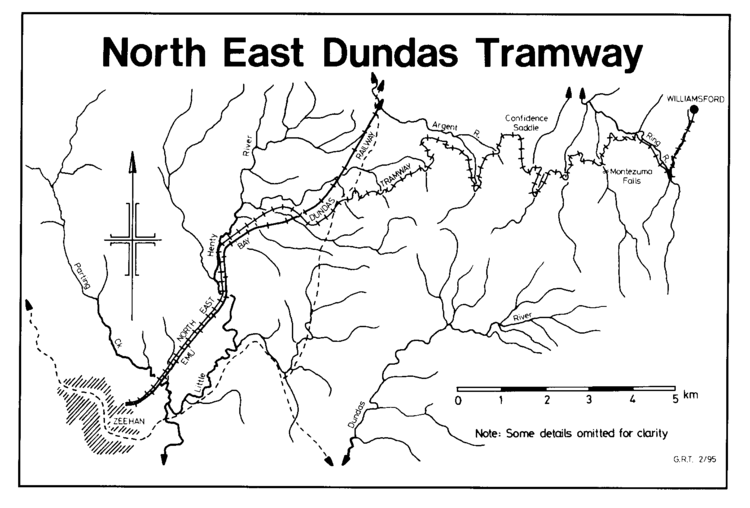 North East Dundas Tramway Zeehan and North East Dundas Tramway map from quotLight Railways