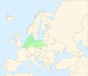 A map of the North European Plains with unlabeled places.