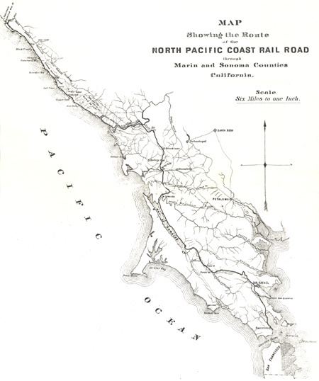 North Pacific Coast Railroad Map of the North Pacific Coast Railroad a narrow gauge railroad in